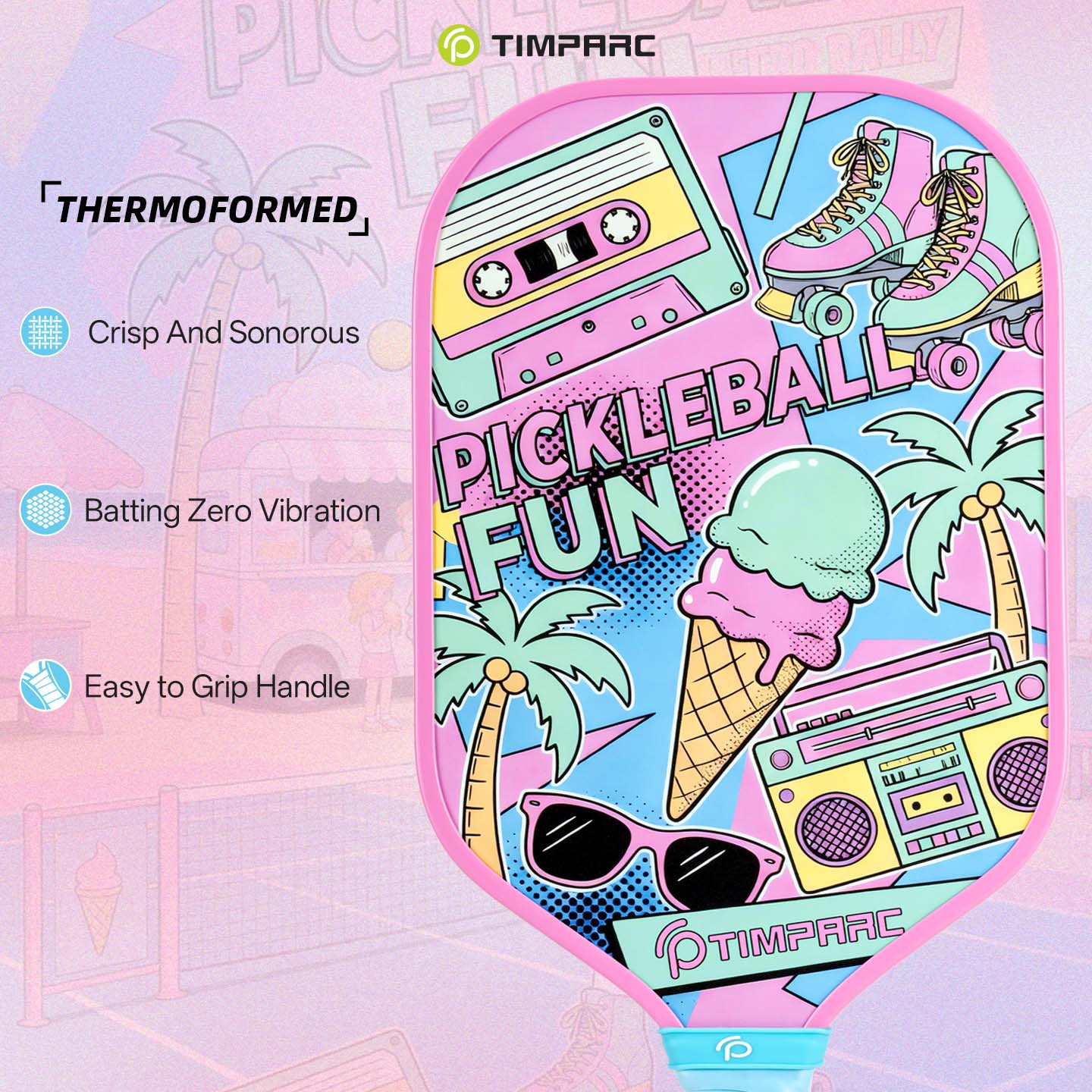 T-NEO West Coast Pickleball Paddle,Thermoformed FashionStyle Carbon Fiber Pickleball Racket