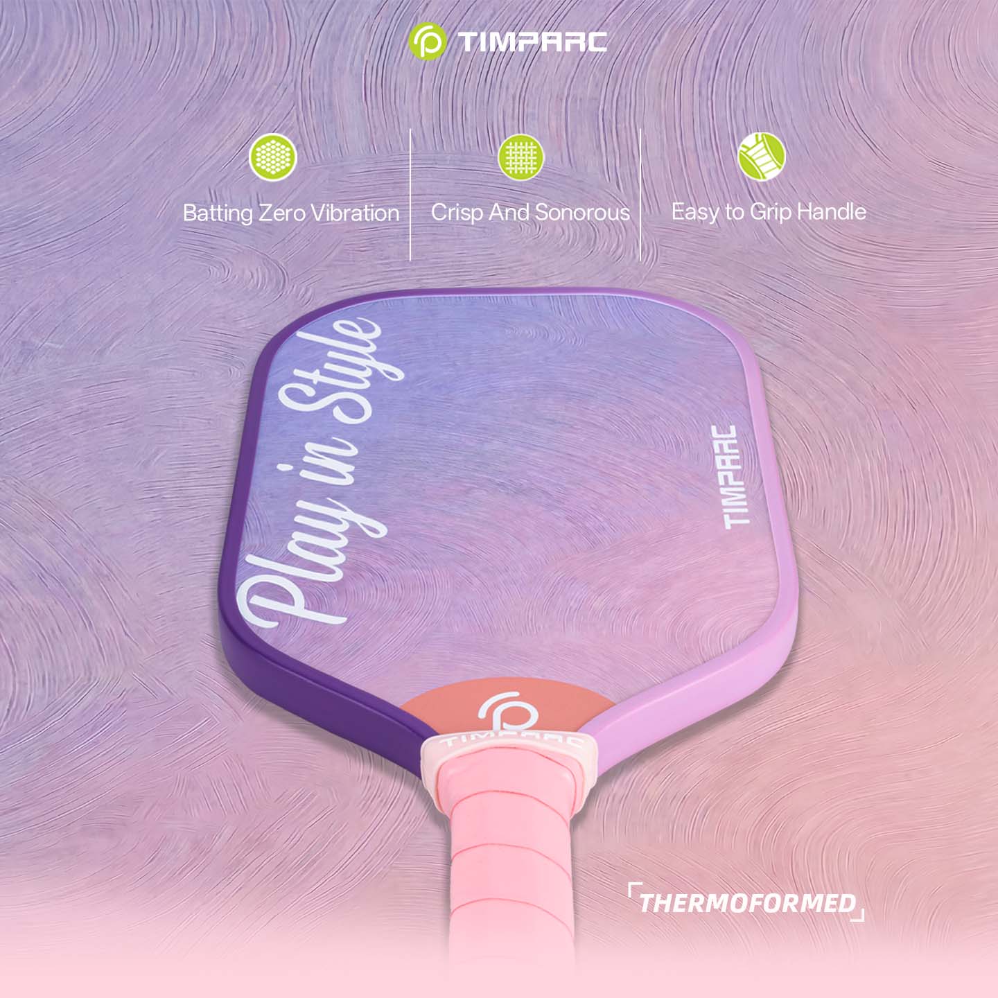 T-NEO Misty Pink Fashion Style PickleballPaddle,Thermoformed Carbon Fiber Pickleball Racketz