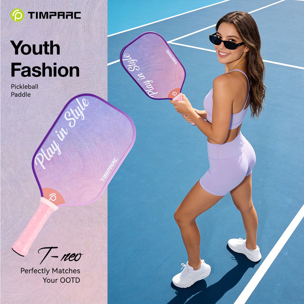 T-NEO Misty Pink Fashion Style PickleballPaddle,Thermoformed Carbon Fiber Pickleball Racketz